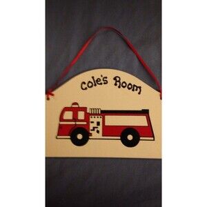 Kids Bed Room Sign Cole Fire truck